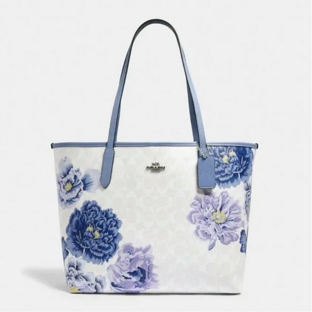 Coach City Tote In Signature Canvas With Kaffe Fassett Print - Picture 1 of 5